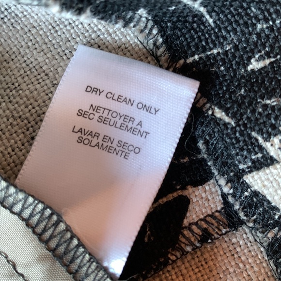 Michael Kors 100% linen cap sleeve mini dress in black and tan size 2P petite - Picture 12 of 15